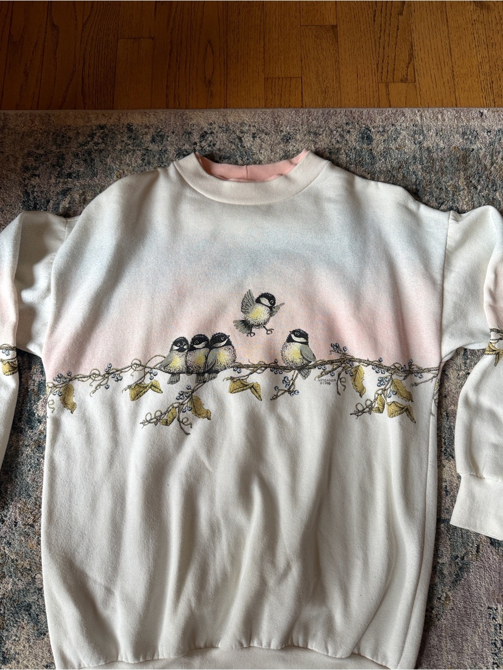 Vintage Birds on Branch Crewneck Sz S/M - Picture 2 of 5